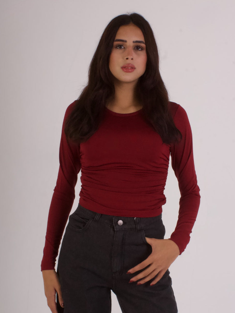 Side Ruched Long Sleeve Top