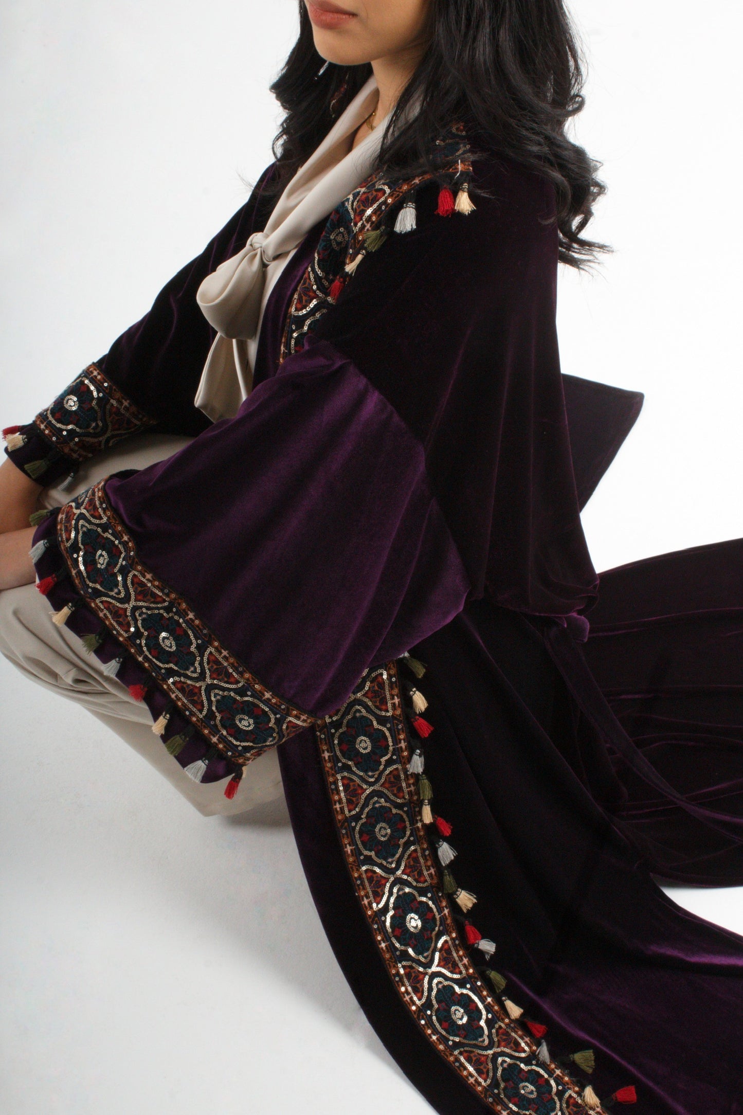 Full-Stitch Velvet Kaftan