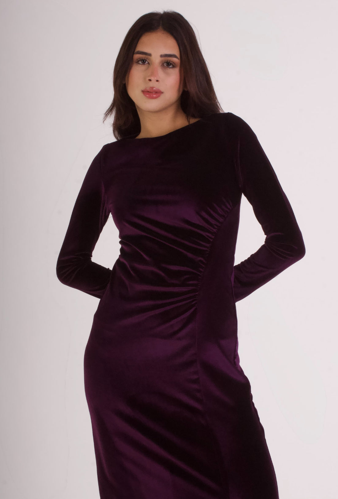 Side Ruched Velvet Dress