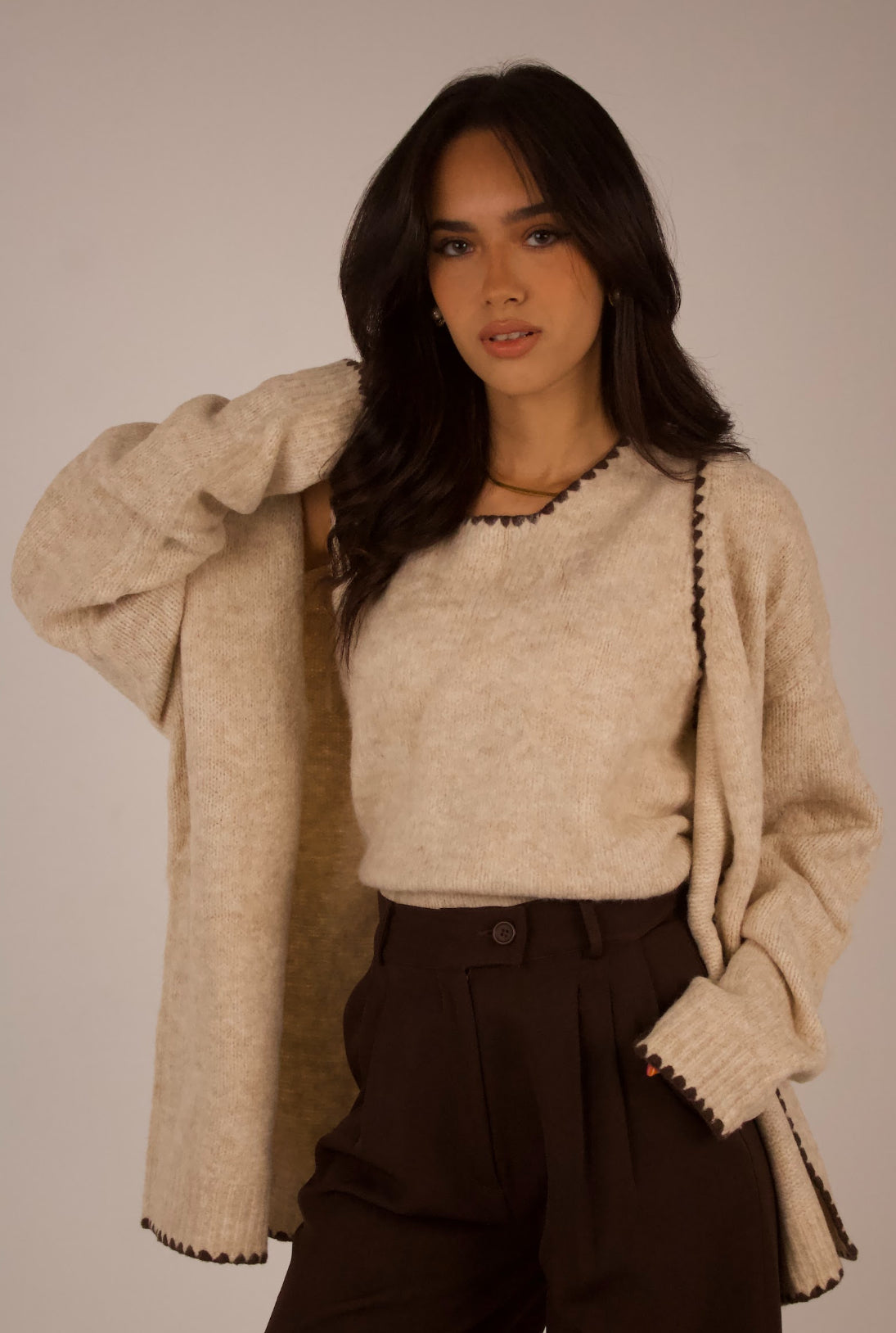 Knitted Vest with Matching Jacket (2-Piece Set)