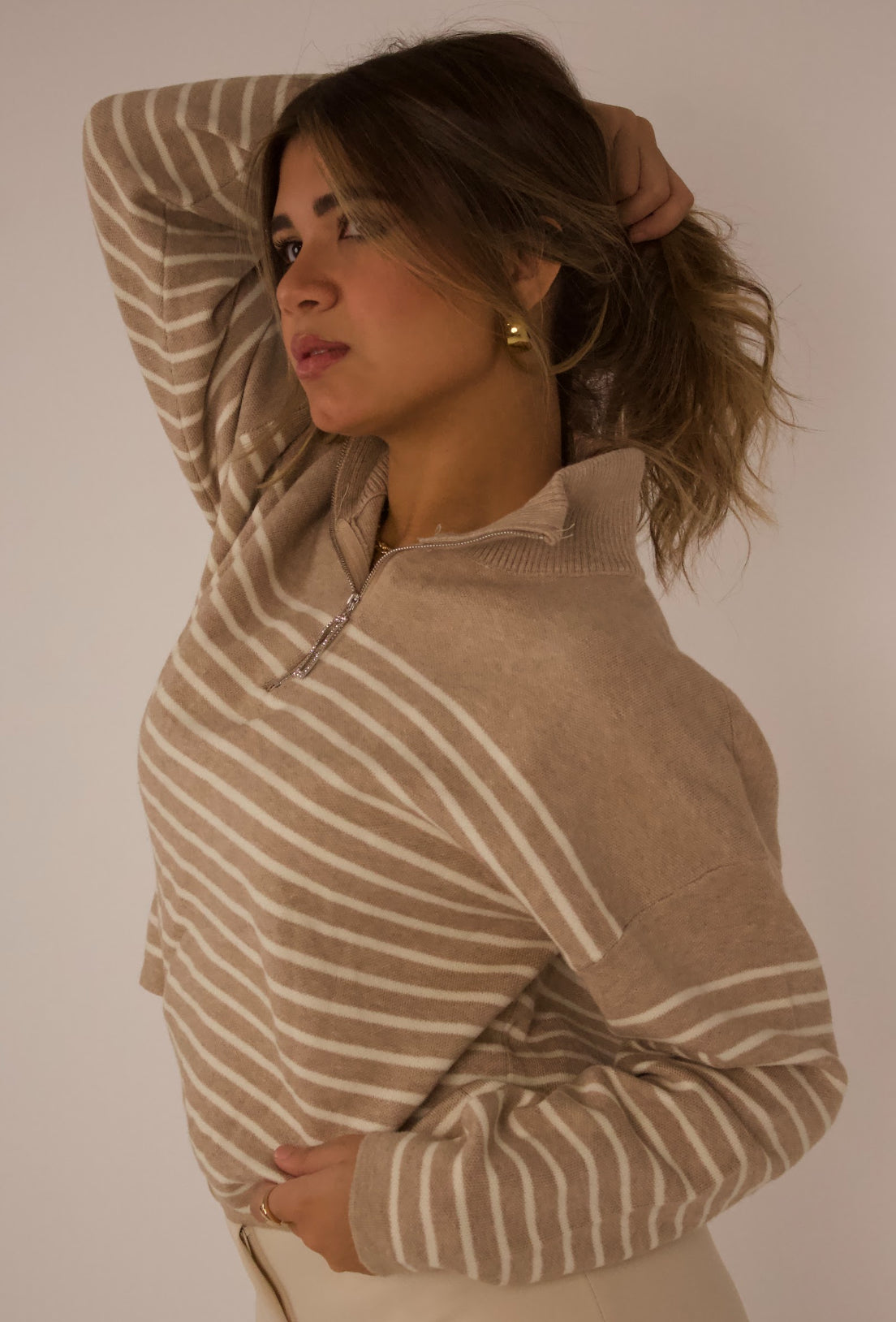 Striped Quarter Zip