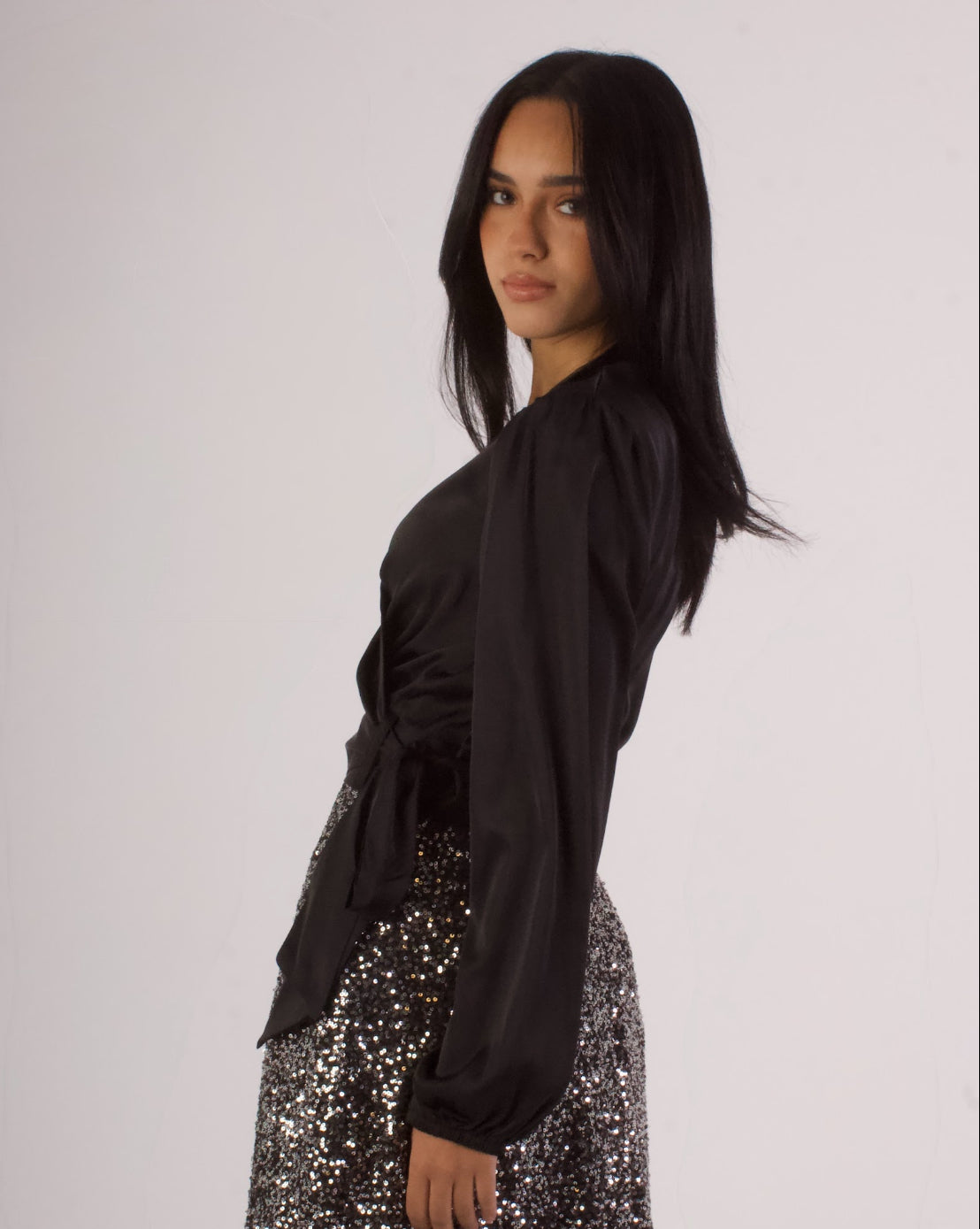 Satin Wrap Blouse