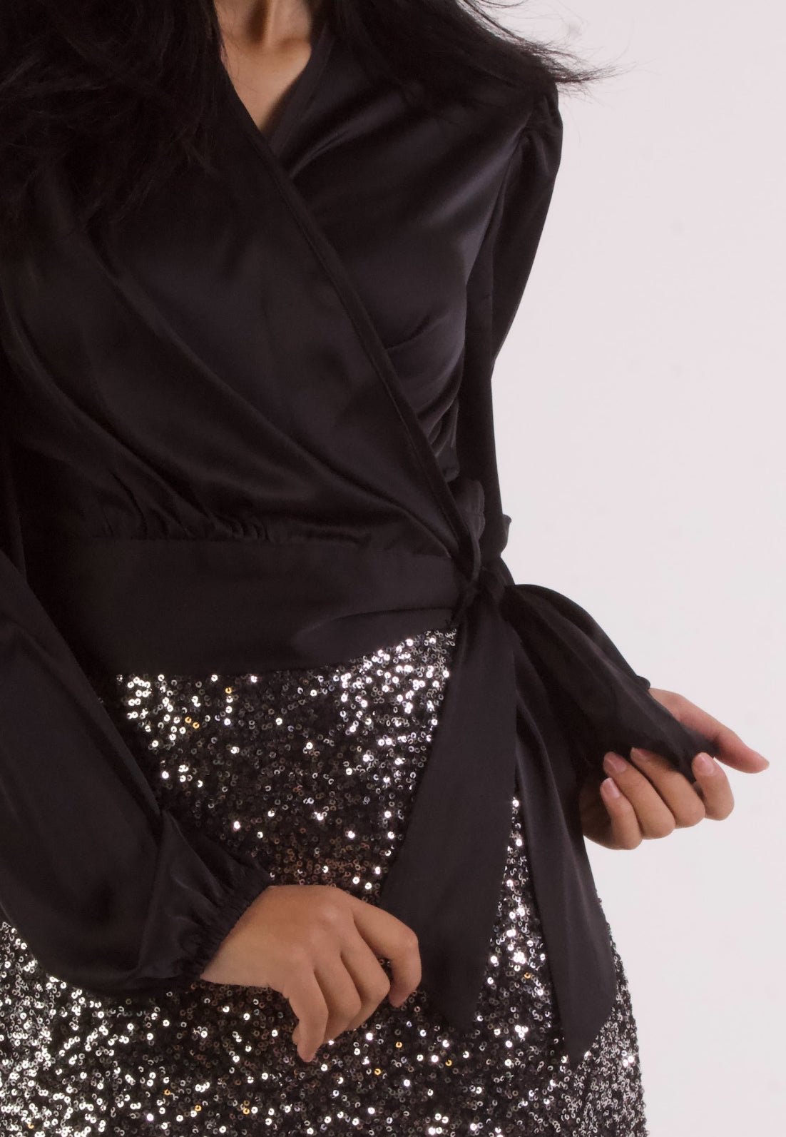 Satin Wrap Blouse