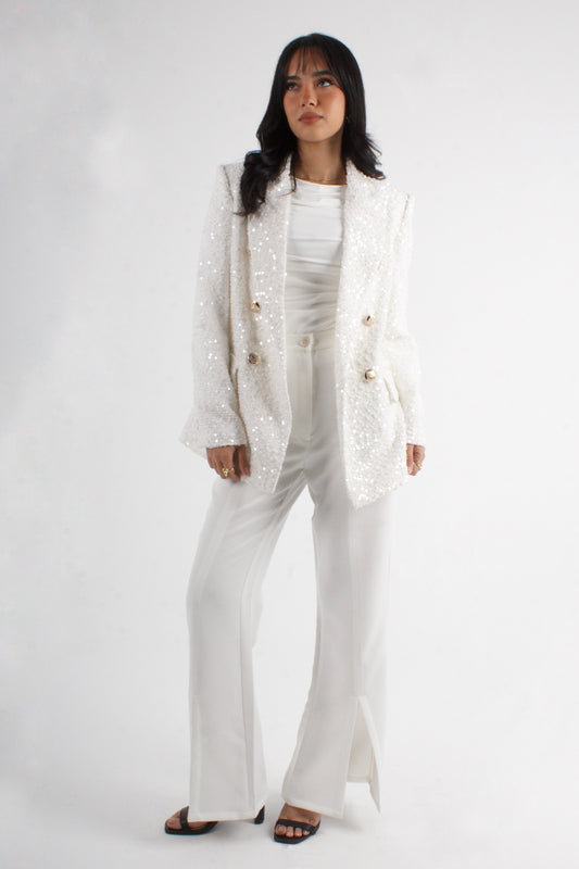 Double Breasted Sequins Blazer