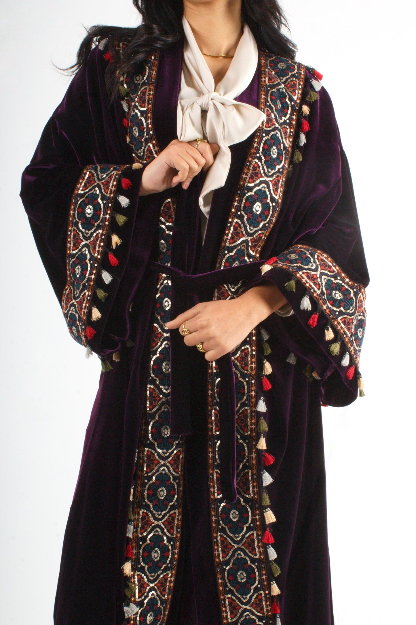 Full-Stitch Velvet Kaftan