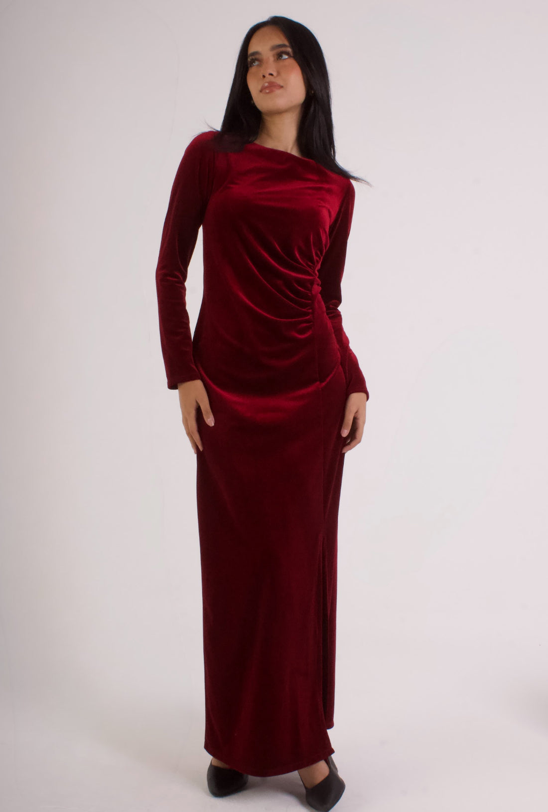Side Ruched Velvet Dress