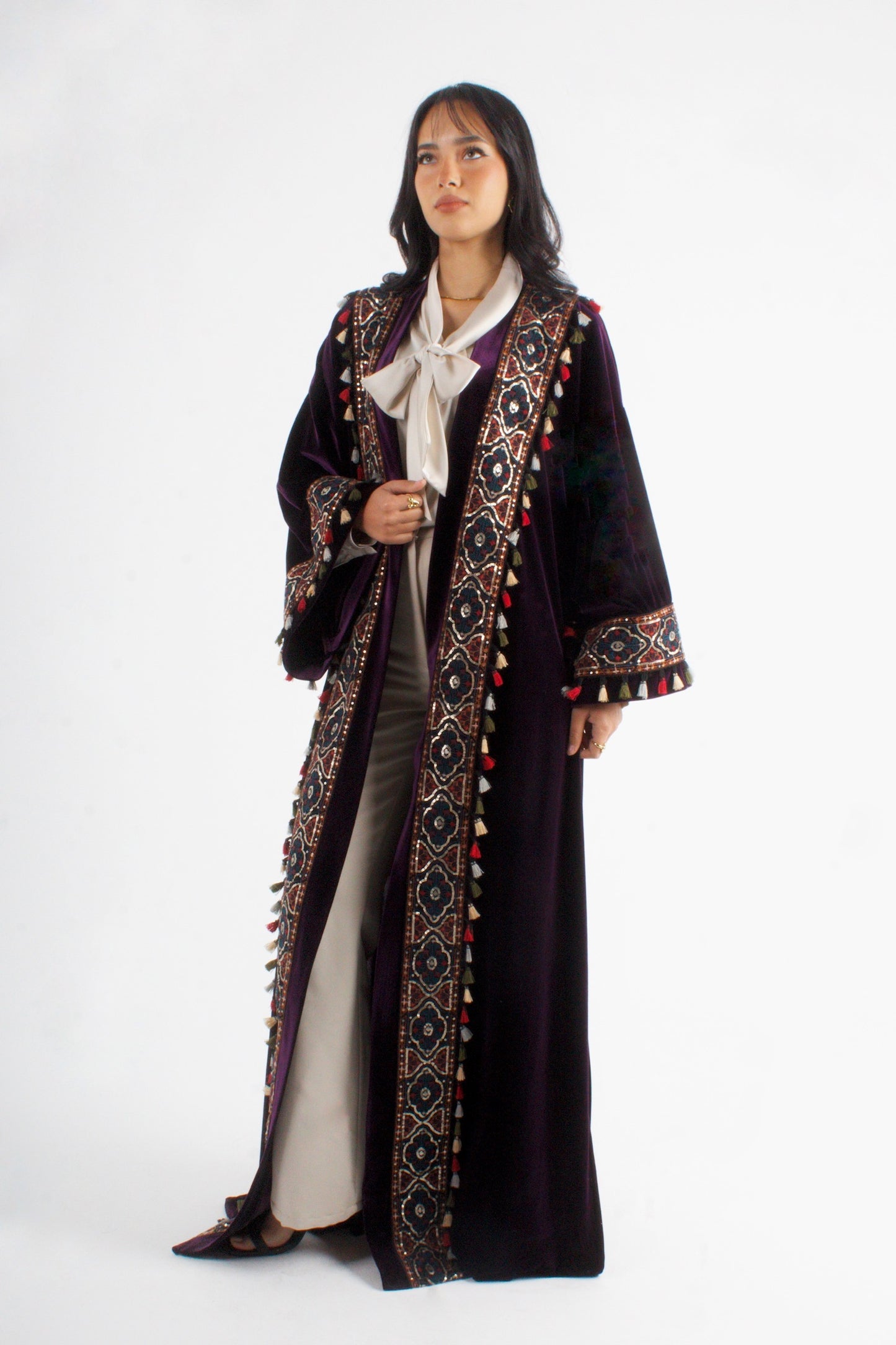 Full-Stitch Velvet Kaftan