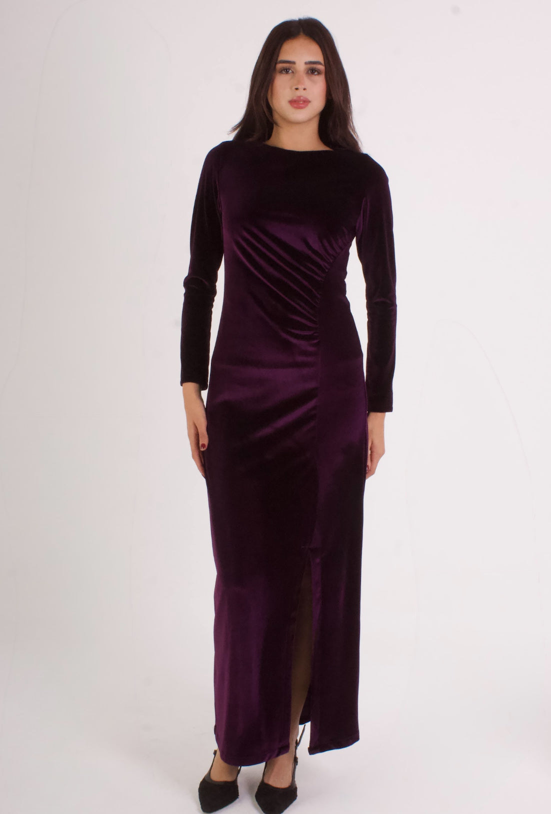 Side Ruched Velvet Dress