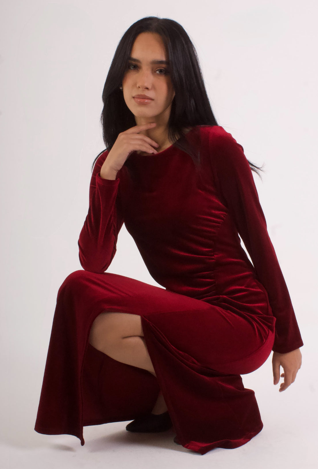 Side Ruched Velvet Dress
