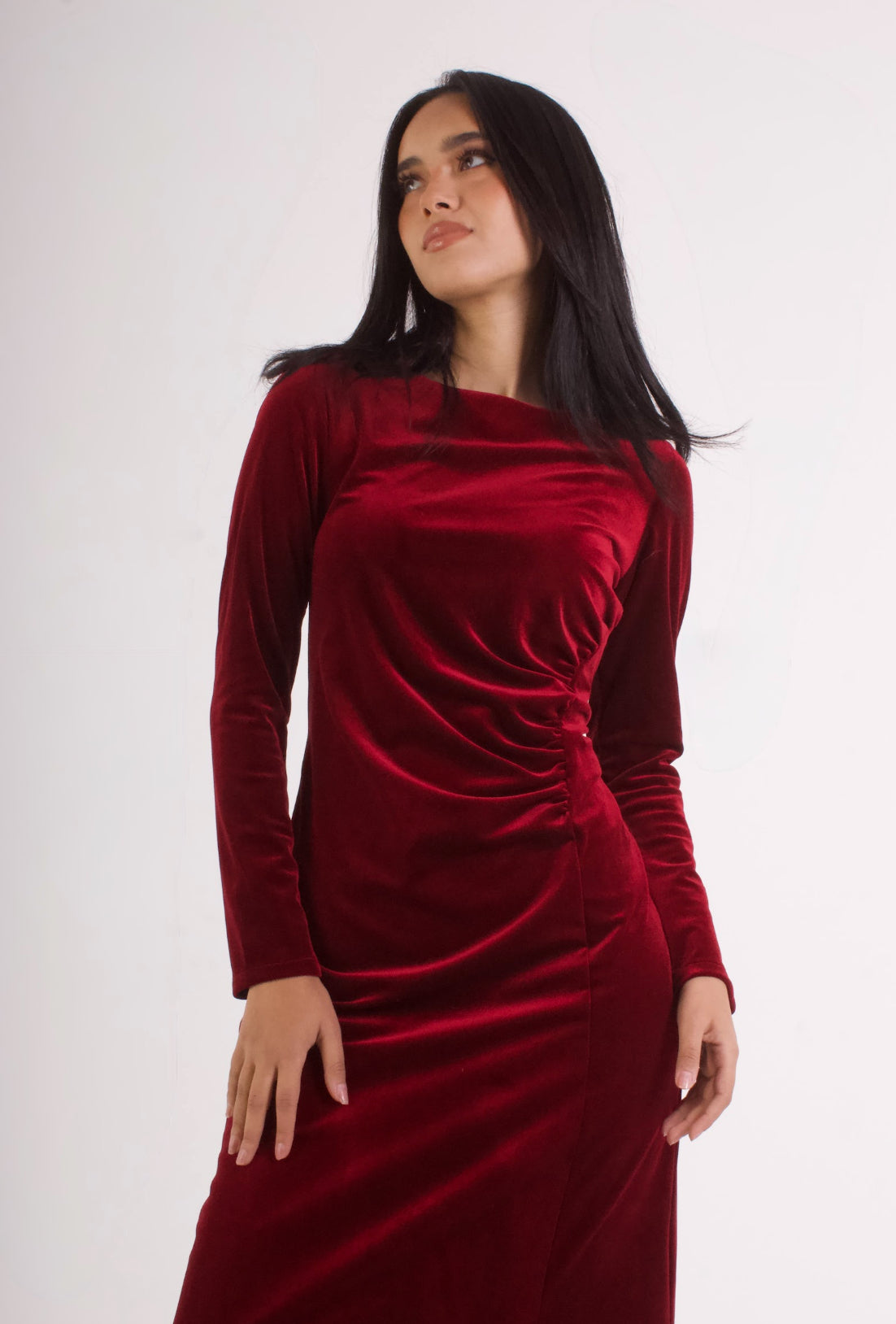 Side Ruched Velvet Dress