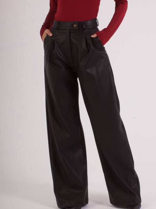 Double Pleated Leather Pants