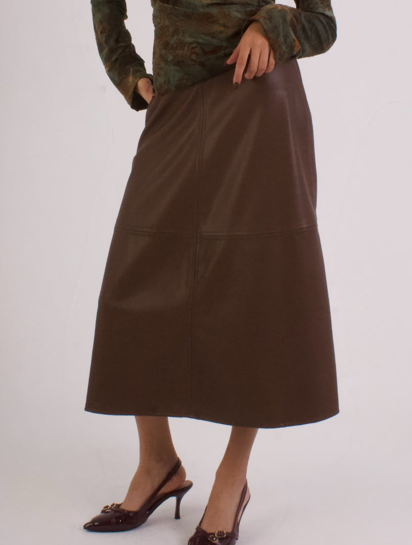 8-Block Leather Skirt