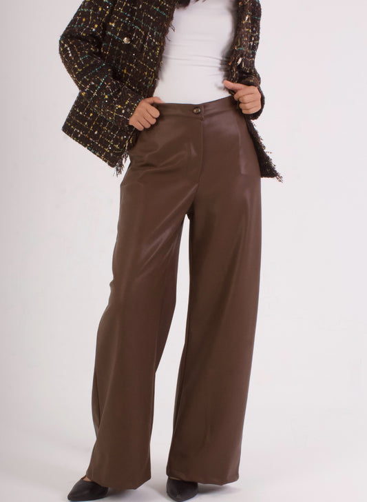 Wide Leg Leather Pants