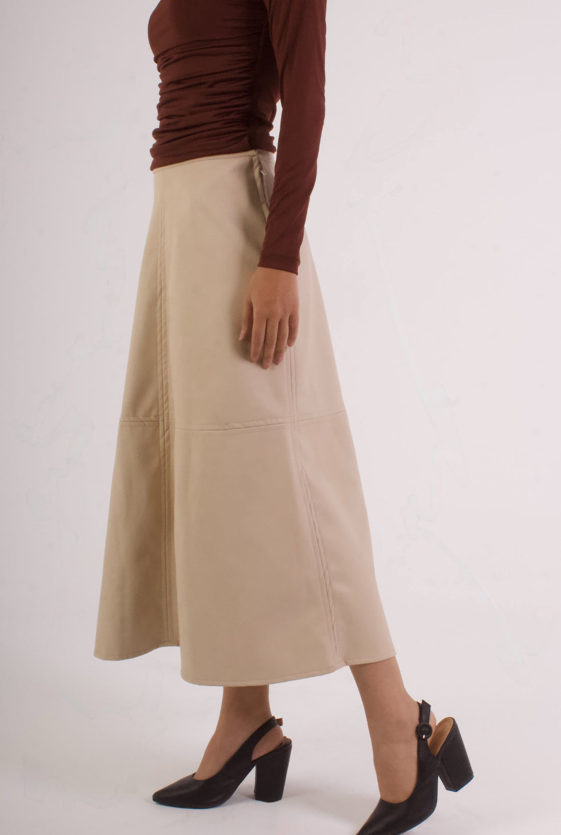 8-Block Leather Skirt