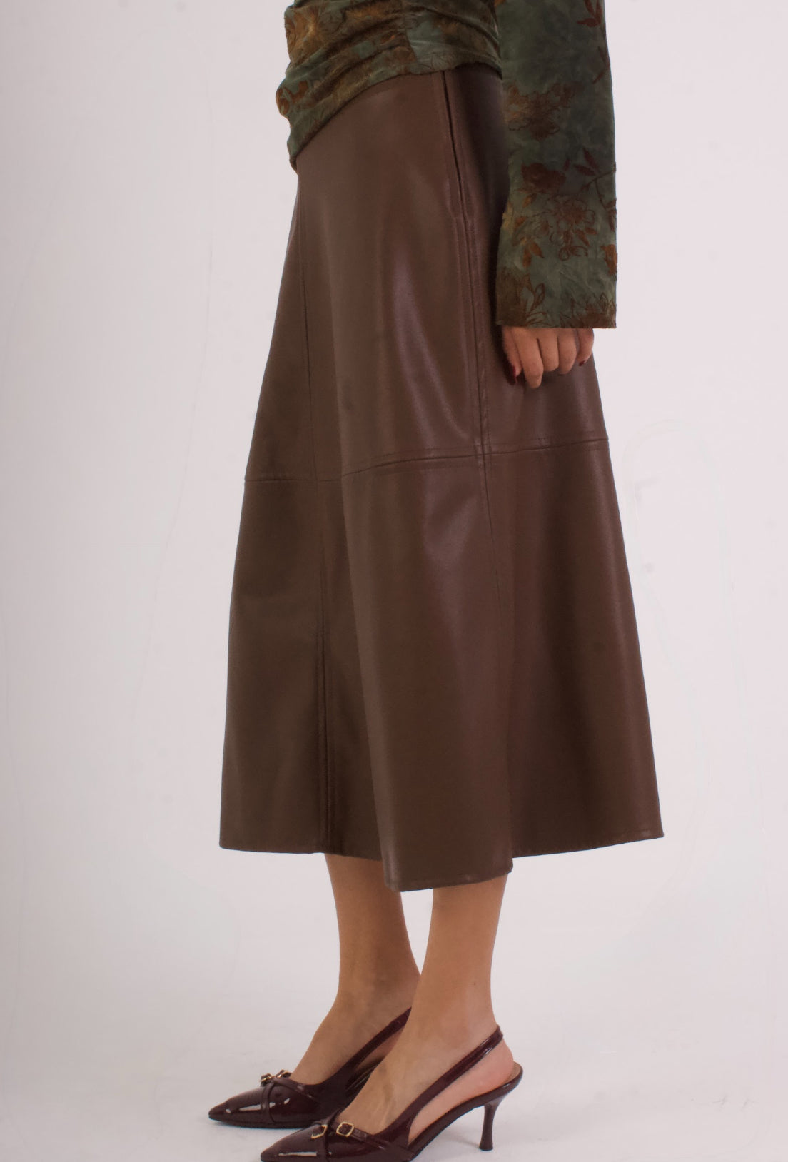 8-Block Leather Skirt