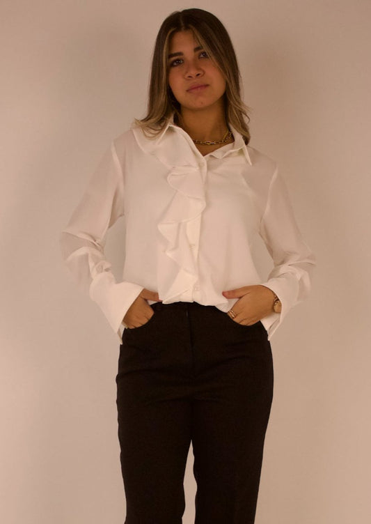 Ruffled Satin Shirt