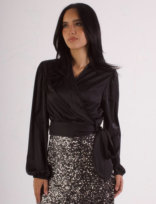 Satin Wrap Blouse