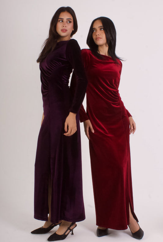 Side Ruched Velvet Dress