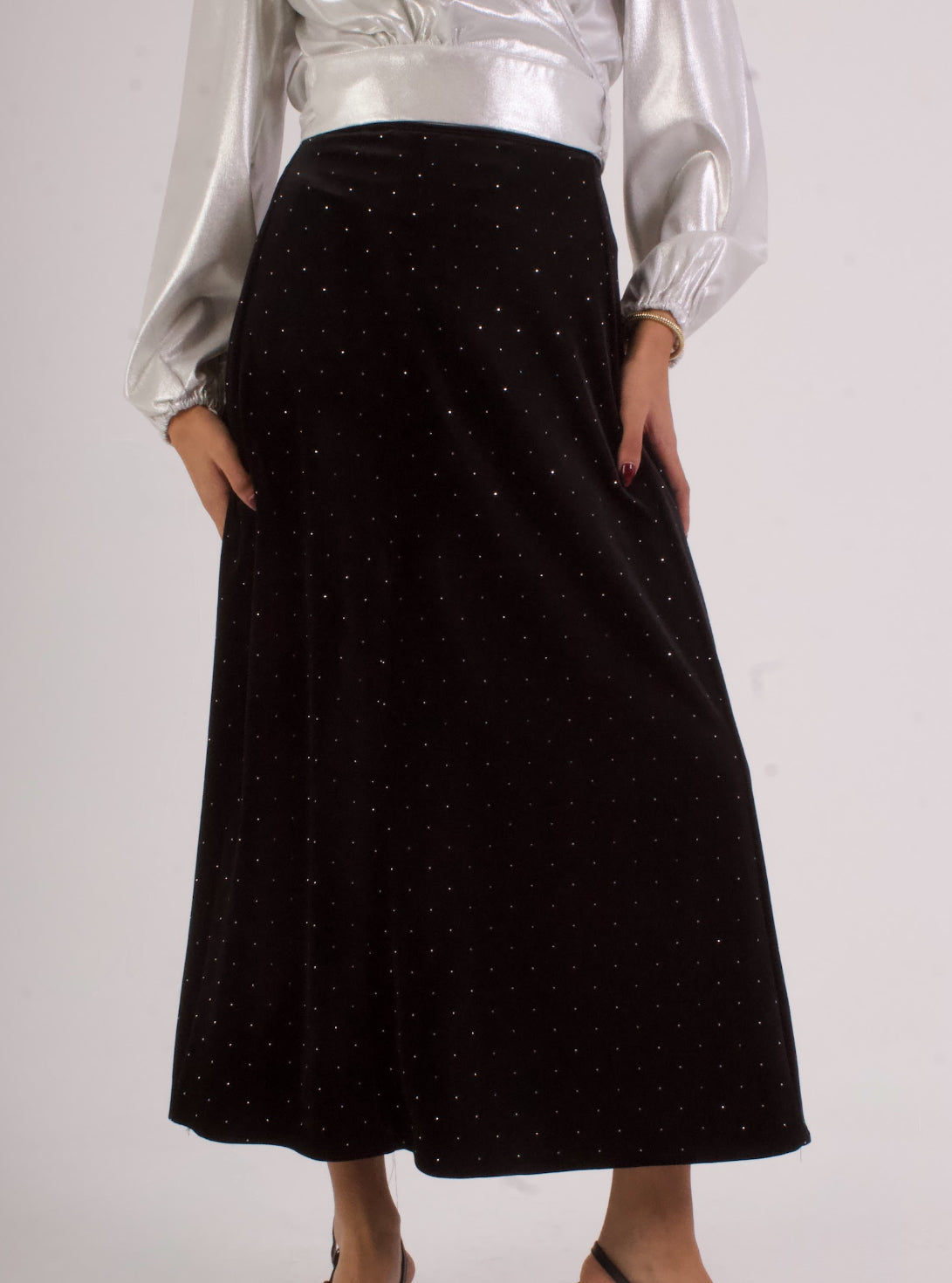 Rhinestone Velvet Skirt