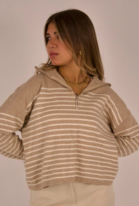 Striped Quarter Zip