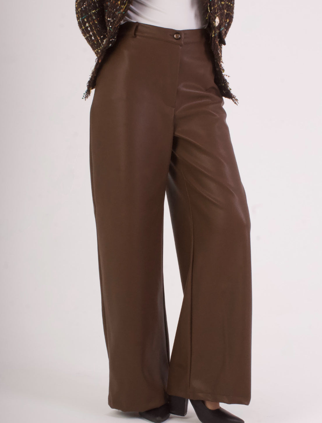 Wide Leg Leather Pants